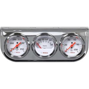 imageBosch SP0F000046 Style Line 2quot Triple Gauge Kit White Dial Face Chrome Bezel
