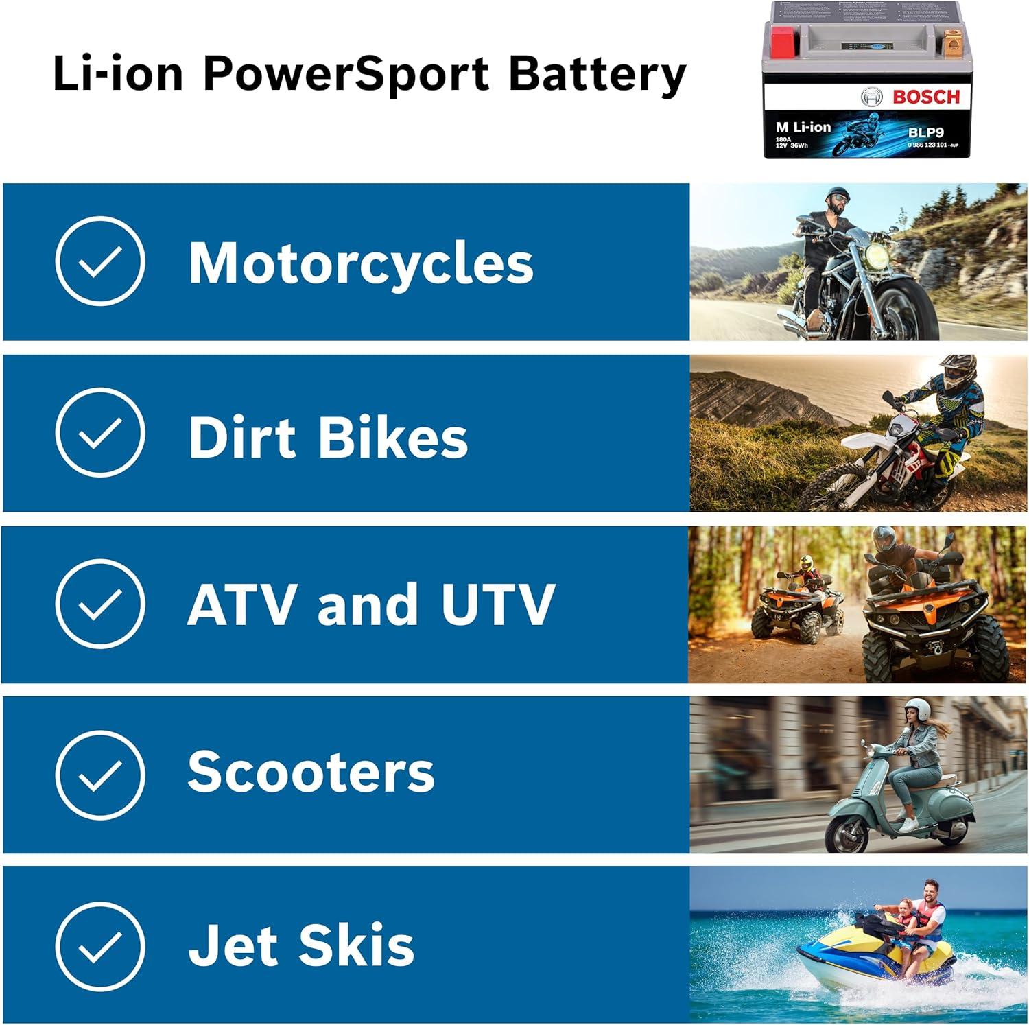 imageBosch BLP20L Group 20 Lithium Power Sport Battery 420A 12V for Motorcycle ATVUTV 4Wheeler Snowmobile Personal Watercraft Scooter and Jet SkisBLP30L