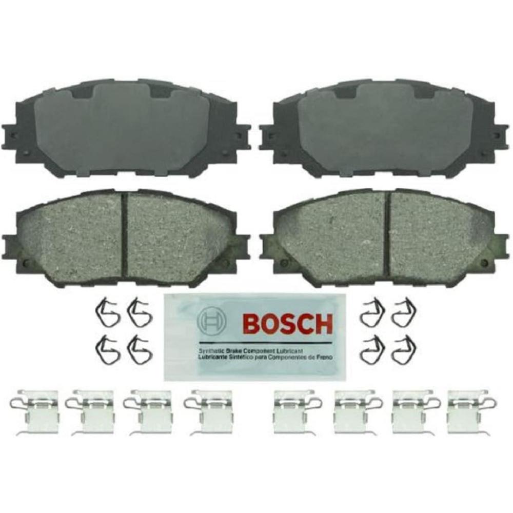 imageBOSCH BE1210H Blue Ceramic Disc Brake Pad Set With Hardware  Compatible With Select Lexus HS250h Pontiac Vibe Scion xB xD Toyota Corolla Matrix Prius V RAV4 FRONT