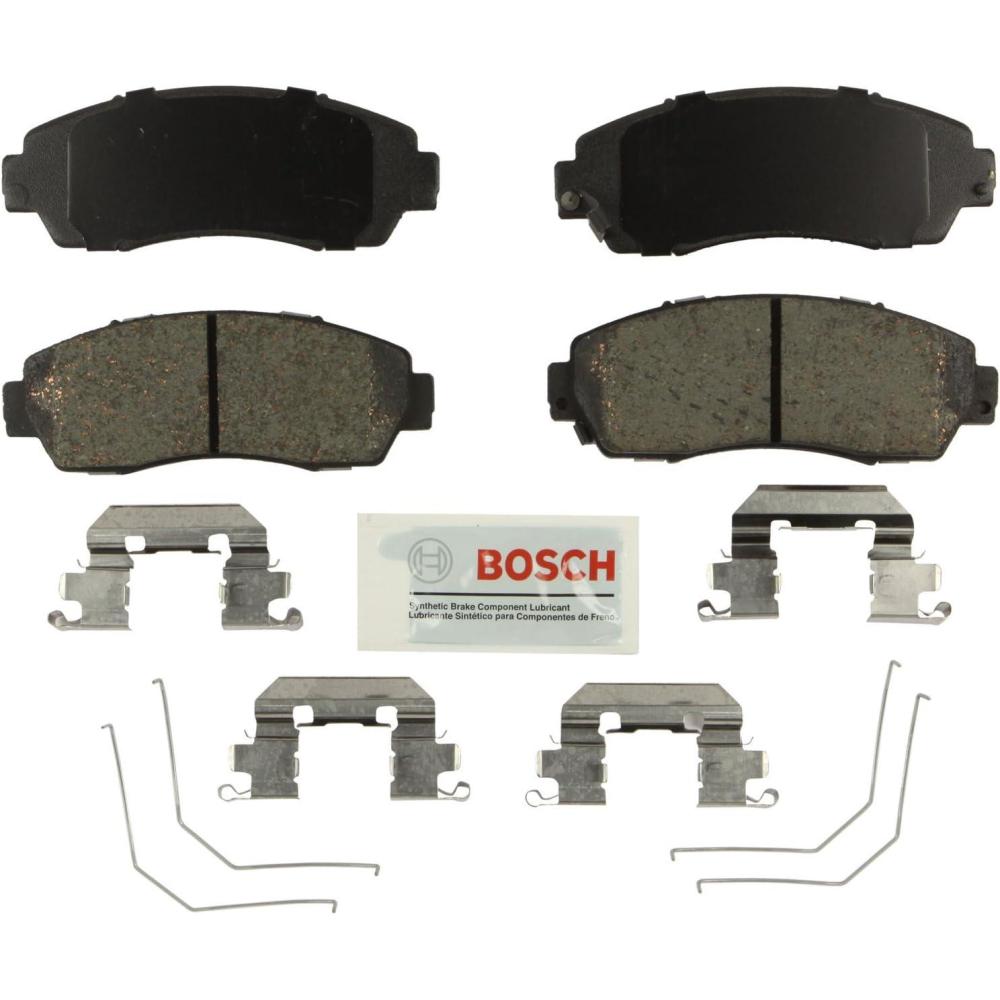 imageBOSCH BE1521H Blue Ceramic Disc Brake Pad Set With Hardware  Compatible With Select Honda Crosstour CRV Odyssey Subaru Legacy FRONT